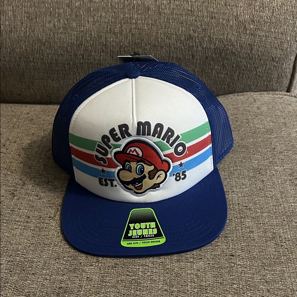 Nintendo Super Mario Blue and White Kids Cap